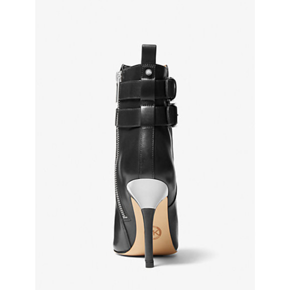 NEW MICHAEL KORS BLACK AMAL LEATHER STILETTO ANKLE BOOTIES BOOTS SIZE 10 - Picture 3 of 10